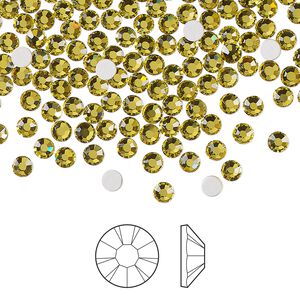 Flat back 1440pk acid yellow foil back, Preciosa MAXIMA Czech crystal rhinestone 3-3.2mm chaton rose round SS12