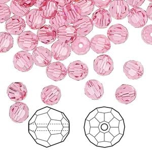 Bead 360pk rose, Swarovski&reg; 6mm round 5000