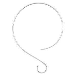 Neckwire 1pkg1 silver-plated curve, 2mm, brass 15 inch