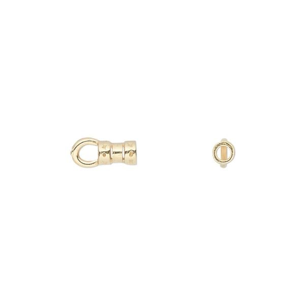 Crimp end 1pkg4 gold-plated pewter, 5x3mm tube / loop / 1.7mm inside diameter, JBB Findings image number 0