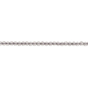Glass 1pkg1, faceted round bead 14 inch transparent smoky grey 2mm