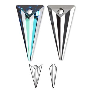 Focal 16pk crystal Bermuda blue P, Swarovski&reg; 39x20mm pendant spike 6480