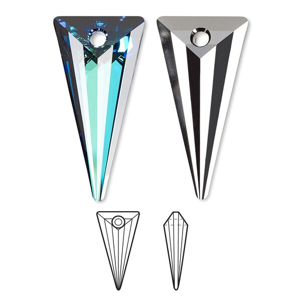 Focal 16pk crystal Bermuda blue P, Swarovski&reg; 39x20mm pendant spike 6480 image number 0