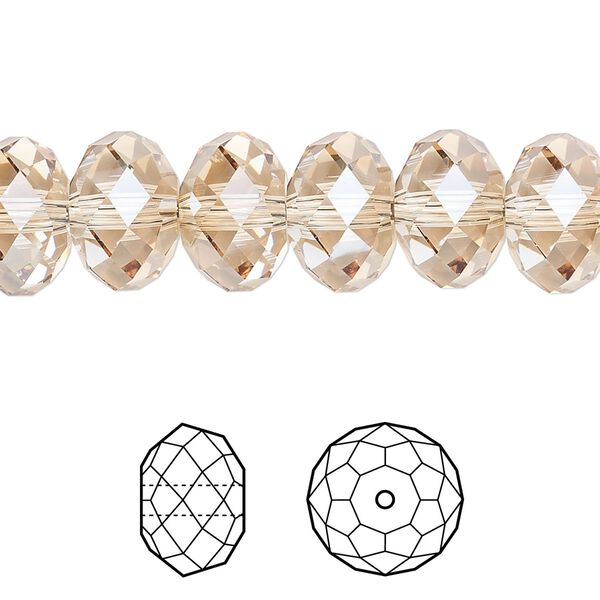 Bead 144pk crystal golden shadow, Swarovski&reg; 12x8mm rondelle 5040 image number 0
