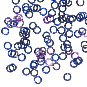 Jump ring 1pkg100 aluminum, 4mm round, 20 gauge / 2.4mm inside diameter / purple
