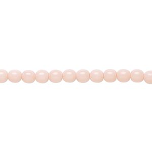 Bead, Czech dipped d&eacute;cor glass druk, opaque light pink, 4mm round. Sold per 15-1/2" to 16" strand.