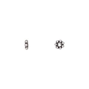 Bead 1pkg60 sterling silver, 5x1.5mm beaded rondelle, antiqued