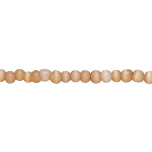 Bead, cat's eye glass (fiber optic glass), dark orange-brown, 3-4mm round, economy grade. Sold per 15-inch strand.