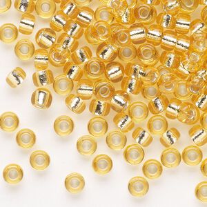 Seed bead, Miyuki, glass, pkg/250g, #6 rocaille, transparent silver-lined light topaz, (RR-132S).