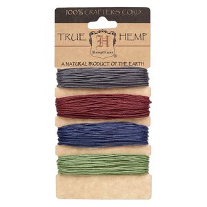Cord, Hemptique&reg;, polished hemp, assorted Earthy pastels, 1mm diameter, 20-pound test. Sold per (4) 30-foot sections.