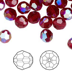 Bead 12pk Siam shimmer, Crystal Passions&reg; 8mm round 5000
