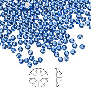 Flat back 1440pk sapphire foil back, Preciosa MAXIMA Czech crystal rhinestone 2.5-2.7mm chaton rose round SS9