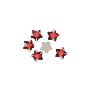 Flat back 6pk scarlet foil back, Crystal Passions&reg; 6mm star flower 3754