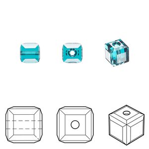 Bead 144pk blue zircon, Swarovski&reg; 6mm cube 5601