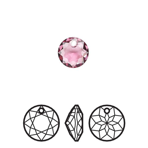 Drop 72pk rose, Swarovski&reg; 8mm pendant classic cut 6430 image number 0
