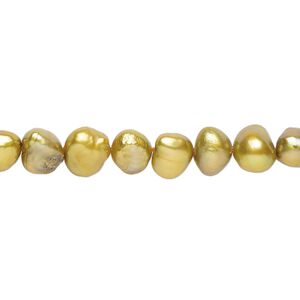 Freshwater pearl 1pkg1, flat-sided potato, 15 inch dark golden pear 6-7mm cultured
