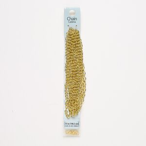 Chain 1pkg1 "pewter" (zinc alloy) cable, 5mm oval, gold-finished steel 75 inch unfinished