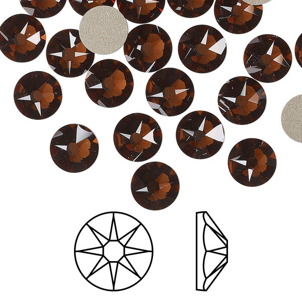 Flat back 1pkg144 smoked topaz foil back, Swarovski&reg; ReCreated&trade;, 7.07-7.27mm rose round SS34 2088 image number 0
