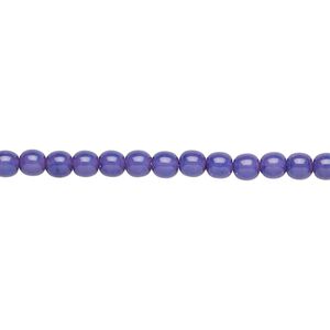 Bead, Czech dipped d&eacute;cor glass druk, opaque purple, 4mm round. Sold per 15-1/2" to 16" strand.