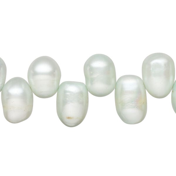 Freshwater pearl 1pkg1, top-drilled rice, 15 inch soft green 10x8mm-14x9mm cultured image number 0