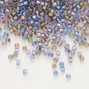 Seed bead, Miyuki Delica&reg;, glass, pkg/50g, #11 round, transparent inside dyed color purple/bronze mix (DB0986).