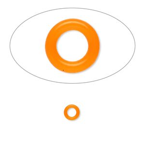 Component, Oh! Ring&trade;, silicone, neon orange, 5mm round with 2.5mm hole. Sold per pkg of 500.