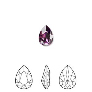 Fancy stone 144pk amethyst foil back, Swarovski&reg; 10x7mm pear 4320