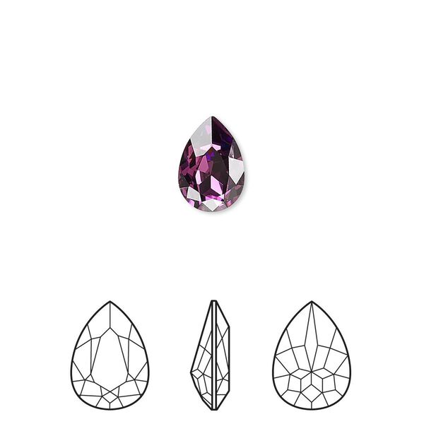 Fancy stone 144pk amethyst foil back, Swarovski&reg; 10x7mm pear 4320 image number 0