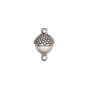 Link, antique silver-finished "pewter" (zinc-based alloy), 11x10mm acorn. Sold per pkg of 6.