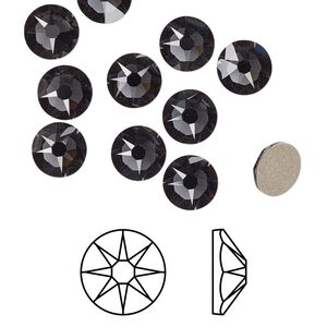 Flat back 144pk graphite foil back, Crystal Passions&reg; 6.32-6.5mm rose round SS30 2088