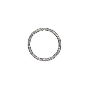 Jump ring 1pkg2 sterling silver, 14mm closed hammered round, 17 gauge / 11.3mm inside diameter / antiqued