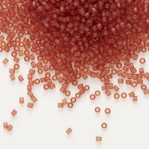 Seed bead, Delica&reg; 1pkg7.5g glass, #11 round, translucent matte berry light topaz / outside dyed (DB-0773)