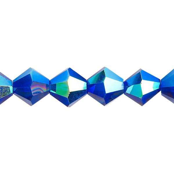 Bead 1pk translucent cobalt blue AB, Celestial Crystal&reg; 10mm bicone 8 inch image number 0