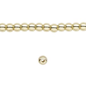 Bead 1pkg1 brass, 4mm round, 8 inch