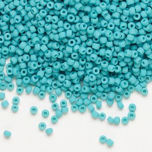 Seed bead, Dyna-Mites&trade;, glass, pkg/40g, #11 round, opaque matte turquoise blue, (740MA 11/0 RR).