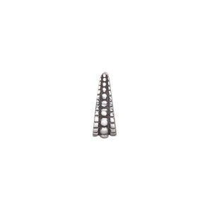 Bail, ice-pick, antiqued sterling silver, 13.5x5mm with beaded design, 10mm grip length. Sold individually.