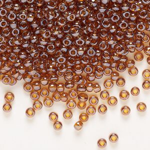 Seed bead, Preciosa Ornela Czech glass, pkg/50g, #8 rocaille, translucent luster topaz, (16090).