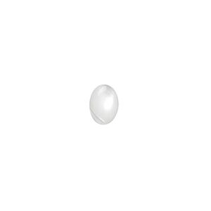 Cabochon, mother-of-pearl shell (bleached), white, 7x5mm calibrated oval. Sold per pkg of 6.