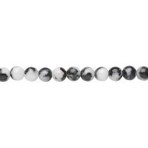 Zebra "jasper" (onyx marble) 1pkg1, round bead natural 15.5-16 inch 4mm