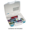 Organizer, ArtBin&reg; tarnish inhibitor 1pkg1, polypropylene, clear and blue, 15-1/2 x 15 x 3-1/2 inches, organizer box with 18 moveable dividers, removable tray and bead board. image number 1