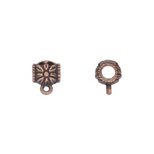 Bead 1pkg50 copper-plated "pewter", 8x7mm barrel, antique