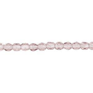 Bead, Czech fire-polished glass, transparent lavender, 4mm faceted round. Sold per 15-1/2" to 16" strand, approximately 100 beads.