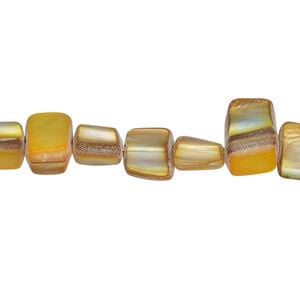 Mother-of-pearl shell 1pkg1, triangle tube bead 14 inch antique gold 7x6mm-10x9mm
