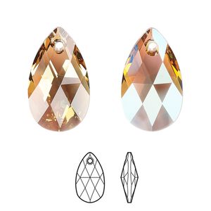 Drop 1pk light Colorado topaz shimmer, Crystal Passions&reg; 22x13mm pendant pear 6106