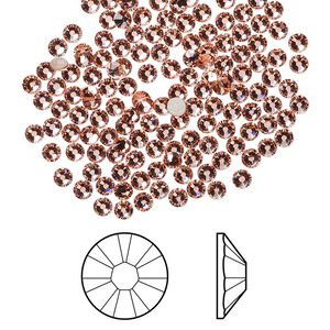 Flat back 1440pk rose peach foil back, Swarovski&reg; 2.5-2.7mm rose round SS9 2058