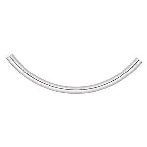 Bead 1pkg10 silver-plated, 50x3mm curved tube, brass