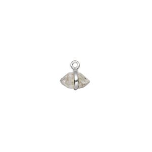 Drop, sterling silver and quartz crystal, 8x4mm-9x6mm nugget. Sold individually.