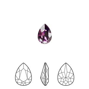 Fancy stone 4pk amethyst foil back, Crystal Passions&reg; 10x7mm pear 4320