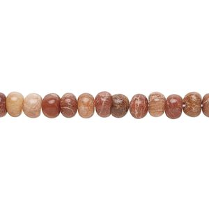 Peach feldspar 1pkg1, hand-cut rondelle bead natural 14 inch 5x3mm-5x4mm
