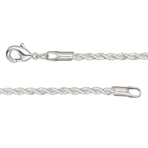 Chain 1pkg1 silver-plated rope, 2.1mm / lobster claw clasp, brass 20 inch